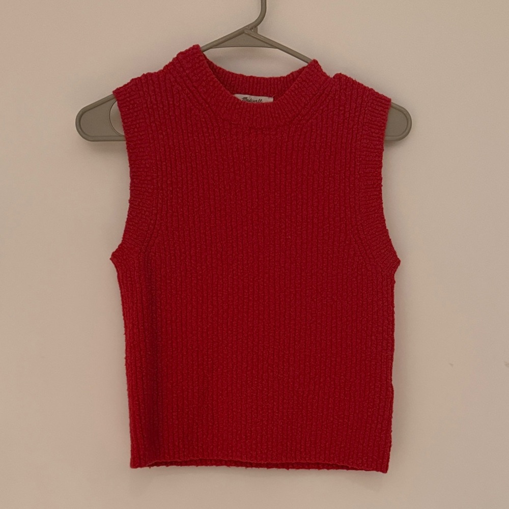 Madewell Cherry Red Knit Sweater Vest
